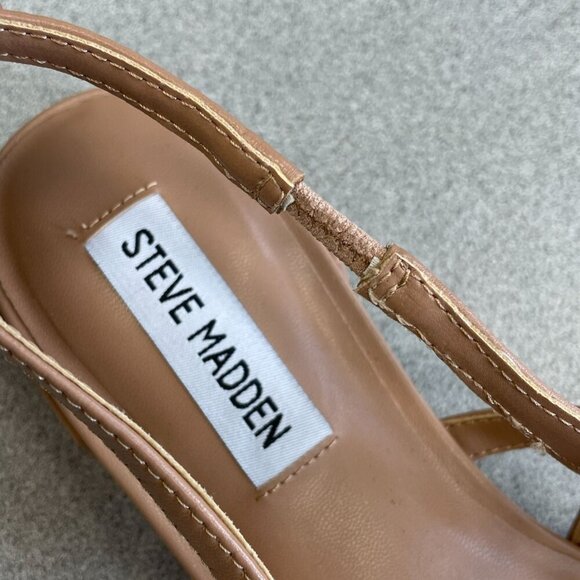 NEW Steve Madden Christyy Women's Size 8M Tan Slingback Shoes Leather Upper - Picture 3 of 8